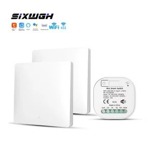 Tuya WiFi RF Kinetic Wireless Switch 1Gang No Battery App Remote Voice Control Light Switch Kit for Home Hotel