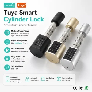 Tuya WiFi Smart Cylinder Door Lock Digital Electronic Lock IP64 Waterproof with USB for Door Garden