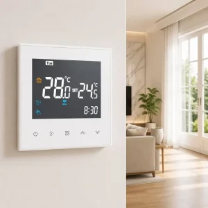 Tuya WiFi Smart FCU Thermostat 2/4 Pipe 3 Speed Fire Resistant Eco Friendly HVAC for Central AC Hotel Office Project