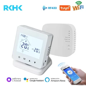 Tuya WiFi Smart RF Wireless Room Thermostat For Gas Boiler Heating Screen Temperature Controller Home Programmable
