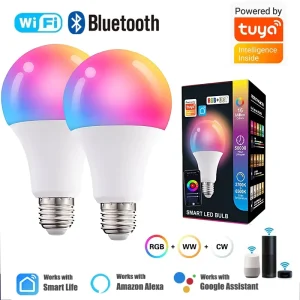 Tuya WiFi Smart LED Light Bulb, Alexa-Compatible, E27 RGB, 220V/110V, Compatible with Google Assistant for Smart Home Use