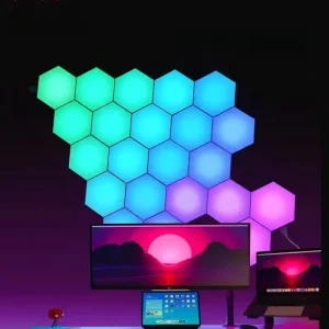 Tuya Wifi App Touch Remote Control Rgb Rhythm Follow Music Esports Atmosphere Night Light Hexagon Quantum Lamp
