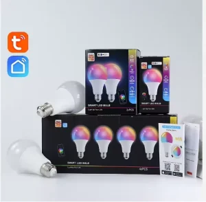 Tuya WiFi Smart Light Bulb E27 RGB Alexa LED Bulb AC85-265V Compatible with Google Assistant and Alexa