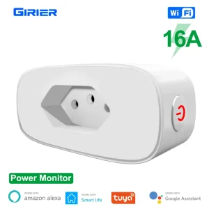 Tuya Wireless Socket Outlet with Timing Power Monitor Brazil Standard 16A AC100-240V Smart WiFi Plug