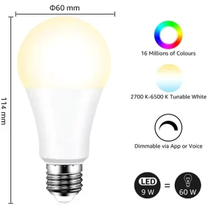 Tuya Zigbee RGBW E27 LED Bulb Compatible with Tuya Smart Life, Alexa, and Google Home Control