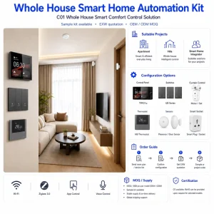 Tuya Zigbee Smart Comfort Control Solution with Central Control Panel Smart Switch Curtain Motor Thermostat and Sensors