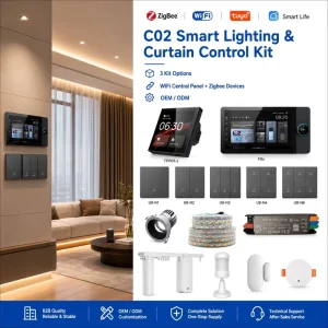Tuya Zigbee Smart Lighting Curtain Control Kit WiFi Central Panel Hotel Apartment Project Supply