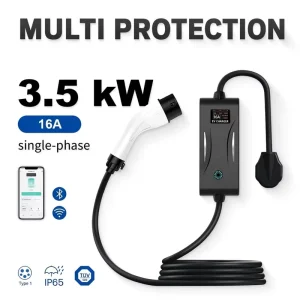 Type 2 EV Charger Portable AC 3.5kW 7kW 11kW 22kW Type1 J1772 NACS GBT CCS1 CCS2 Smart APP WiFi LCD Timer IP65 Car Travel