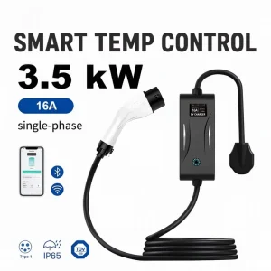 Type 2 EV Charger Portable AC 3.5kW 7kW Type1 J1772 NACS GBT Smart APP WiFi IP65 Waterproof Travel Outdoor Custom OEM Bulk