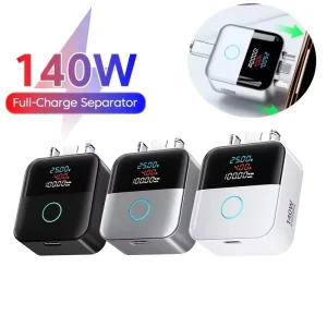 Type C 140W Intelligence Full Charge Separator Digital Display Protect Battery Health Overcharge Protection Auto Power Adapter