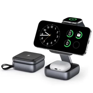 3-in-1 Magnetic Wireless Charger with Type-C Port for Charging Earphones and Phones
