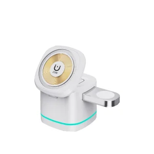 3-in-1 Foldable Magnetic Wireless Charger with Type-C Fast Charging (5W/15W), for iPhone, Smart Devices, and Earbuds
