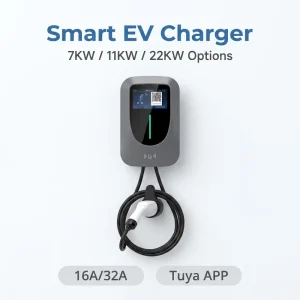 Type2 European Standard Wall Mounted Charging Station with Tuya App WiFi BT Function 32A 7kw EV Charger
