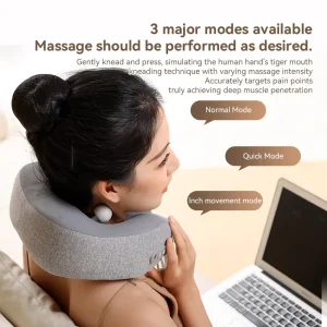 U shaped Smart Hot Compress Vibration Pain Relief Cervical Neck Shoulder Support Traction Heat Massage Pillow