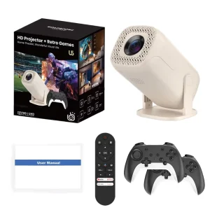 U5 Game Projector with 2.4g Gamepad 200 ANSI 36000 Games Portable Android 14 Home Theater Smart Proyector