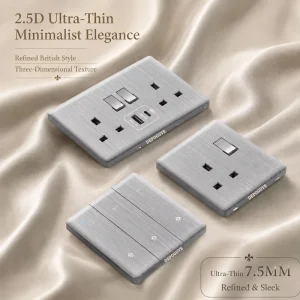 UK 13A 18W Smart Type-C Plug Quick Charging Socket Universal Wire Drawing Plastic USB Power Outlet Industrial Wall Light Switch