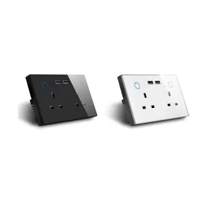 UK Plug Wifi Double Power Point Touch Wifi Socket with USB Port Smart Power Socket WIFI Combine Socket