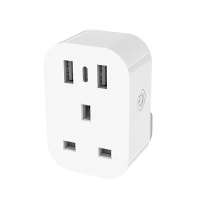 UK Standard Tuya WiFi Smart Plug Socket with 2 Ports Remote Control USB Charging 13A Copper IP20 Voice Control Alexa