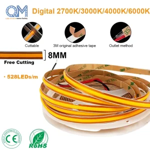 UL 24V Custom Free Cuttable Flex COB LED Strip for Ceiling Cabinet Kitchen Interior Commercial Decoration COB LED Strip Light
