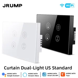 US AU Standard Smart WiFi Touch Switch for 2 Lights & Curtain Voice Control for Smart Home Automation