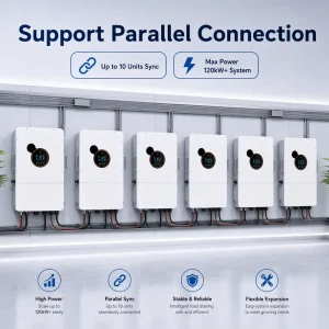 US Grid-Tied 12kW Hybrid Solar System Split Phase 120V/240V Inverter with 16kWh Battery Energy for Home Use Solar System