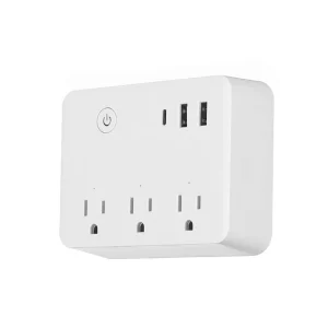 US Multiple Wall Socket White Smart Power Strip With 2 USB 1 Type-C