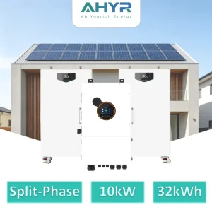 US Split Phase 10kW Hybrid Inverte Smart 32kWh Lithium Battery 18pcs of 620W Solar Panels 120/240V Whole Home Backup Power Kit