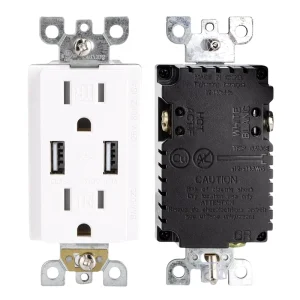 US Standard 15A 125V TR USB Wall Socket 4.2A Smart Fast Charging ETL Approved Tamper-Resistant Duplex Outlet for Home Hotel