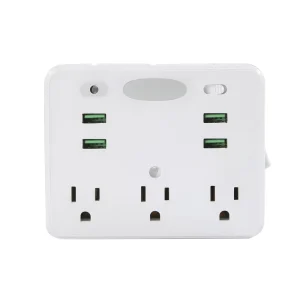 US Standard Power Plug Smart Power Strip with Holding Tray with 3 AC Sockets and 4 USB Ports Extension Wall Socket