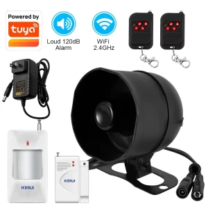 US Stock Works with Tuya WIFI Alarm Speaker 120dB High Voice Door Infrared Sensor Wireless Siren Home Security Anti theft System