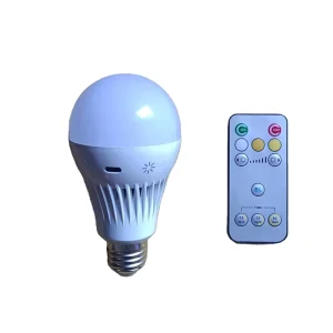 Battery-Powered Dimmable Rechargeable LED Light Bulb with Remote Control, USB, and Smart Emergency Function
