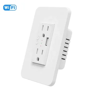 USB Outlet Wall Charger 15Amp Receptacle Plug Charging Power Outlet with Ports Smart Socket Wifi Tuya