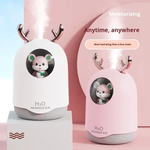 USB Powered Plastic Ultrasonic Humidifier with Humidistat Silent RGB LED Aromatherapy Diffuser for Bedroom Office & Home