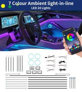 Ultra Bright Full Color Car Ambient Light Smart App Control Professional RGB Interior Atmosphere Strip Multi Scene Tool