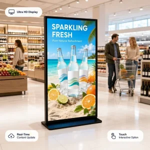 Ultra HD Supermarket Ad Display Floor Standing Digital Signage for Retail Store Smart Touch Interactive Kiosk 4K Media Player