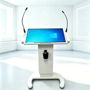 Ultra Premium Interactive Touchscreen Podium with Gooseneck Mics for Efficient Lectures & Corporate Conference Events