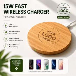 Ultra Slim 5W Wood Bamboo Wireless Charger Fast Charge 5V/2A Input With Gift Box Fast Charging Wireless Charging Pad For Phones