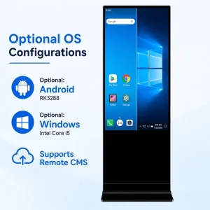 Ultra Slim Floor Standing Digital Signage Kiosk Commercial Advertising Display for Business Promotion