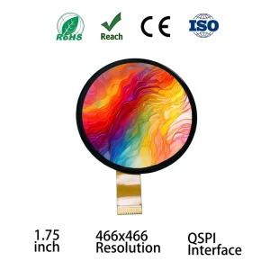 Ultra-Thin 1.75inch Round AMOLED Display 466×466 QSPI Interface Low Power Consumption Touch Screen Module