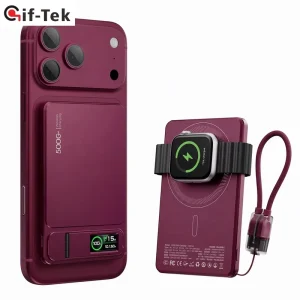 Ultra Thin Aluminum Alloy High Capacity 5000mAh Magnetic Wireless Power Bank 22.5W Fast Charging DC Waterproof Portable LED