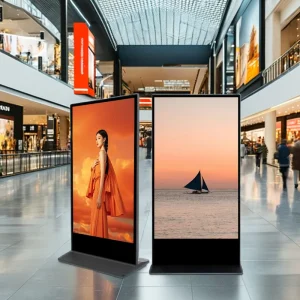 Ultra Thin HD Digit Billboard 65 75 Inch Smart Interactive stand screens advertising panel kiosk display with Wifi USB wheels