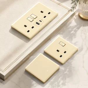 Ultra Thin PC Electrical Light Switches UK Grey 18W Smart Quick Type C USB Sockets 13A Wall Power Outlet Plug TV Wall Sockets