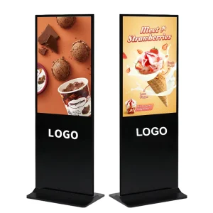 Ultra Thin Vertical LCD Digital Signage Floor Standing Advertising Screen with Animation Graphics & Text Indoor OEM