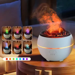 Ultrasonic Aroma Diffuser Mist Spray Air Freshener Essential Oil Flame USB Humidifier with Night Light for Home Desktop