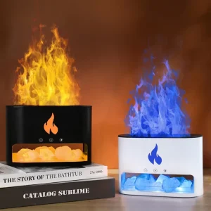 Ultrasonic Flame Aroma Diffuser Simulate Flame Himalayan Crystal Salt Lamp Essential Oil Humidifier Diffuser
