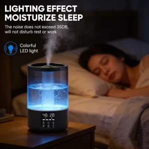 Ultrasonic Misting Anti Water Leakage Disinfection Aromatherapy Electric Humidifier Large Capacity Color Changing Light