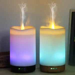 Unique Electric Simulated Candle Aromatherapy Machine Home Air Humidifier Essential Oil Diffuser with LED Night Light