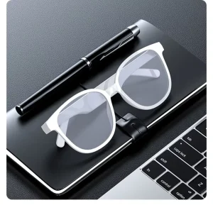 Unisex Smart Glasses with Interchangeable Lenses Wireless Music Listening Talking UV400 Black White Outdoor Sunglasses PC Frame