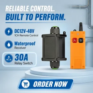 Universal DC12~48V 1 Channel Relay Switches Waterproof RF Remote Controller for Led Light Garage Smart Home Remote Control