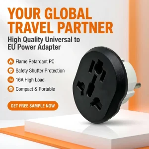 Universal Travel Adapter German Style Plug to Universal Socket PC Fire proof European Power Converter Factory Vendor